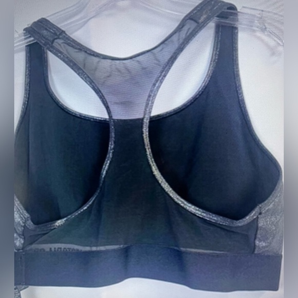 Victoria Sport Shiny Metallic Black and Silver Sports Bra & Leggings Set - Picture 3 of 15